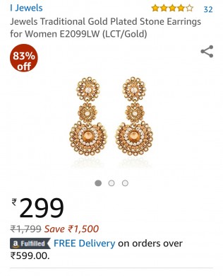 Traditional Gold Plated Stone Earrings for Women